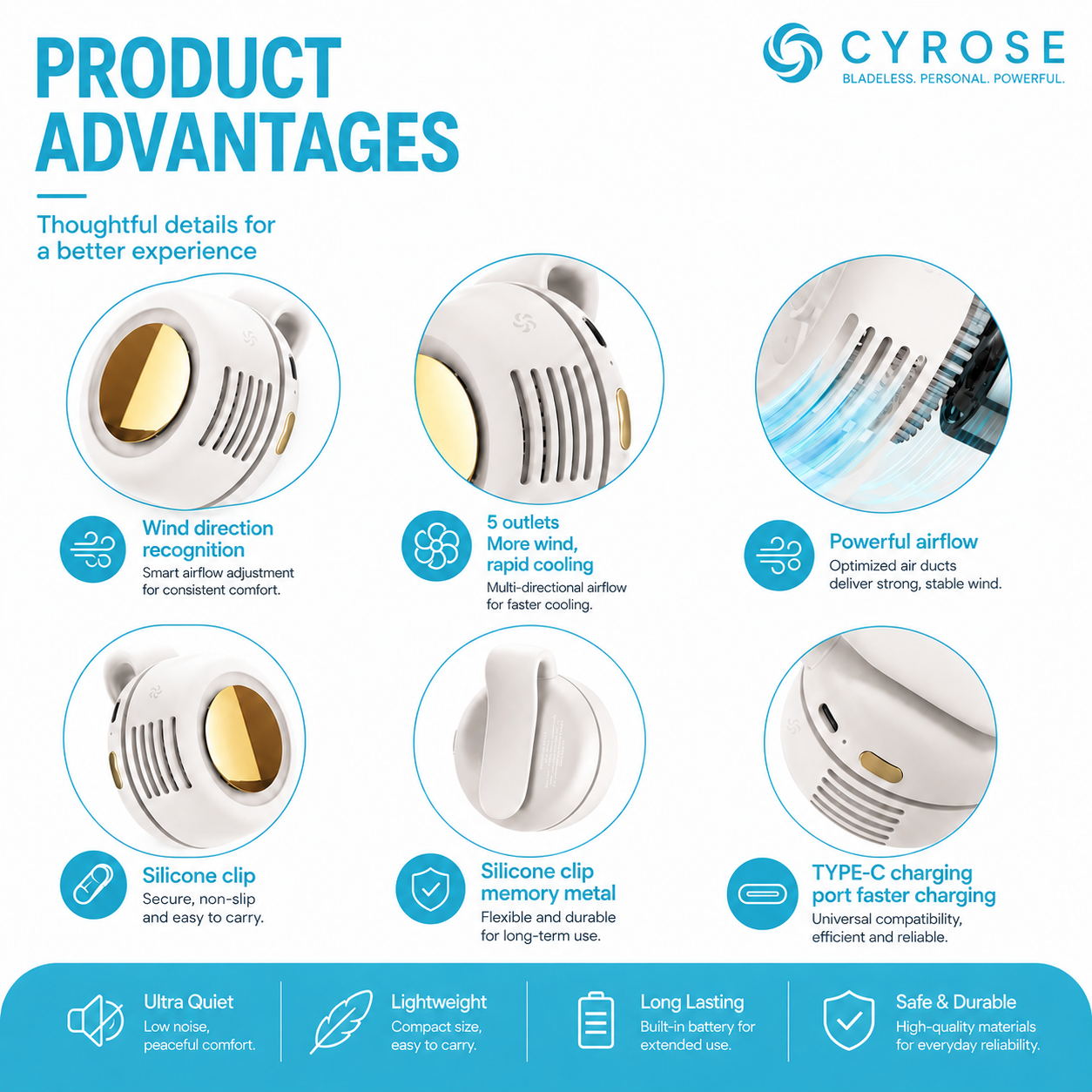 CYROSE™ Wearable Bladeless Fan